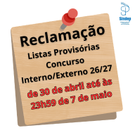 Reclamação Listas Provisórias 26/27